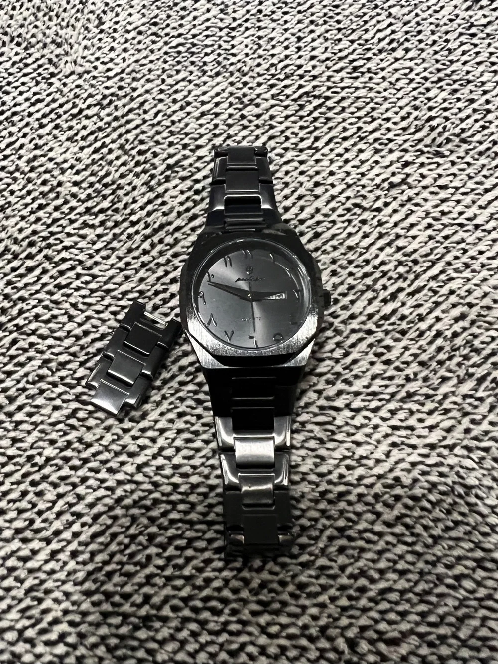 Women’s Black Stainless Steel Bracelet Watch with Day/Date
